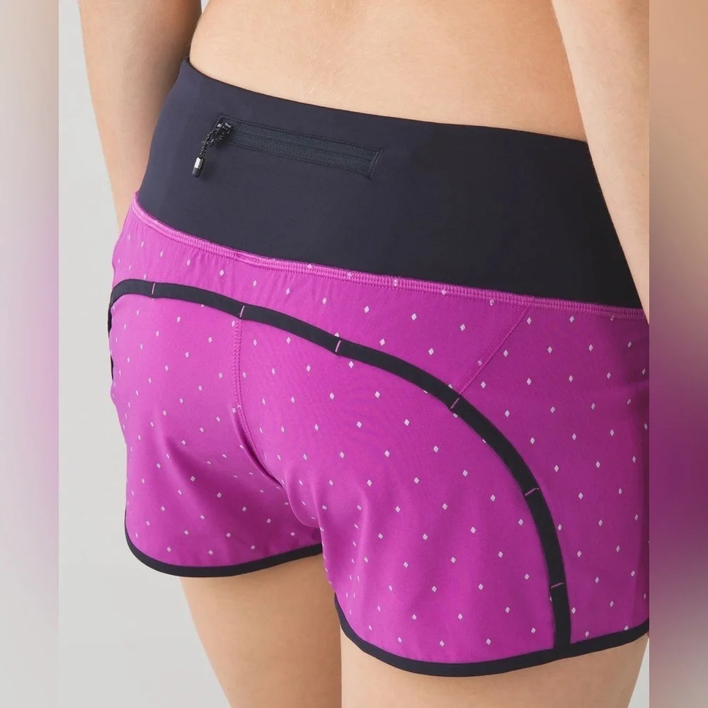 Lululemon Run Times Reflective Short Purple Polka Dot